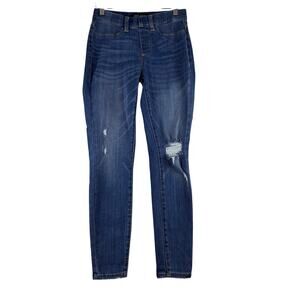Judy Blue Skinny Fit Pull On Jeans Women’s 3/26 Dark Wash Distressed Stretch